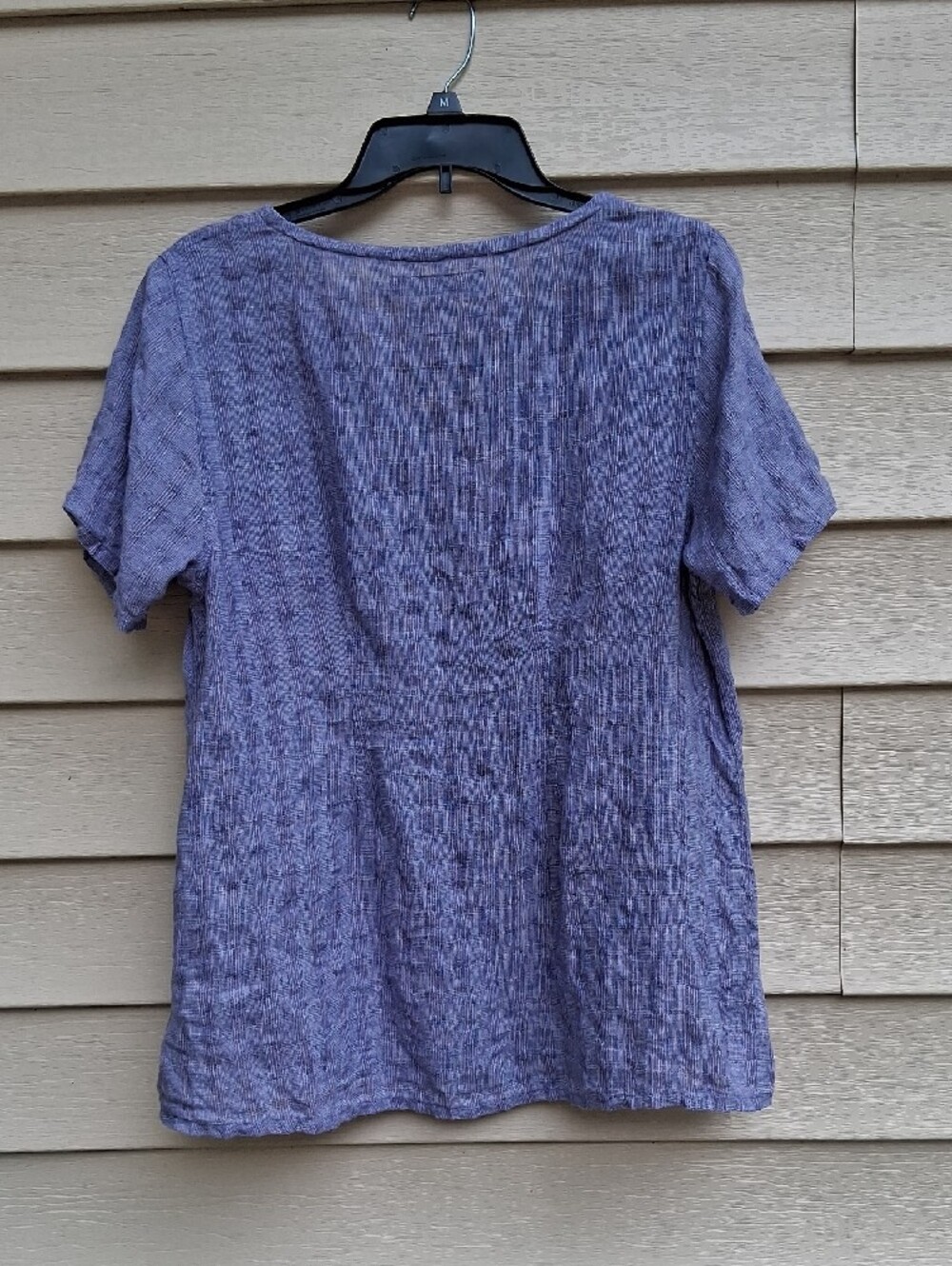 Flax Lavender/Purple Linen Button-Front Short Sleeve Top - Picture 7 of 11